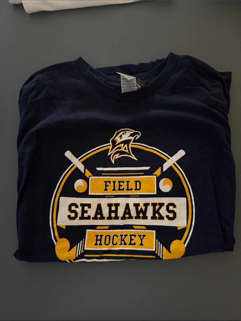 Gildan Navy Seahawks Field Hockey Graphic Tee with Yellow & White Accents